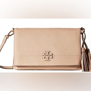 Authentic Tory Burch McGraw Crossbody Bag. (Pebble leather) Devon Sand.